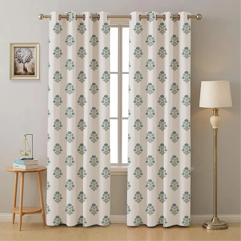 Urban Space Liberty Curtain (Blue) – Set Of Two Cotton