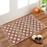 TheLitLoom Handmade Printed Dhurrie Rug (2×3 feet) | Upcycled Sustainable Carpet for Home Decor