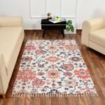 TheLitLoom Handmade Printed Dhurrie Rug (3×5 feet) | Upcycled Sustainable Carpet for Home Decor