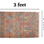 TheLitLoom Handmade Printed Dhurrie Rug (2×3 feet) | Upcycled Sustainable Carpet for Home Decor