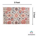 TheLitLoom Handmade Printed Dhurrie Rug (3×5 feet) | Upcycled Sustainable Carpet for Home Decor