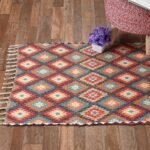 TheLitLoom Handmade Printed Dhurrie Rug (2×3 feet) | Upcycled Sustainable Carpet for Home Decor