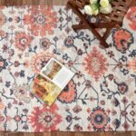 TheLitLoom Handmade Printed Dhurrie Rug | Upcycled Sustainable Carpet for Home Décor