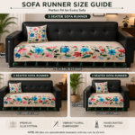 Floral Embroidered Sofa Cover with Tassels – Premium Slub Cotton Decorative Sofa Cover for Living Room