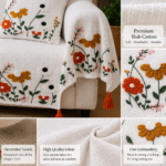 Elegant Wildflower Sofa Cover Set – Premium Slub Cotton Sofa Throw for Living Room
