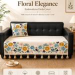 Multicolor Floral Sofa Cover Set – Premium Slub Cotton Embroidered Sofa Throw for Living Room