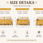 Mustard Yellow Floral Embroidered Sofa Cover with Tassels – Premium Slub Cotton Runner