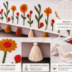 Sunflower Floral Sofa Cover – Premium Slub Cotton Designer Set with Decorative Tassels | TheLitLoom