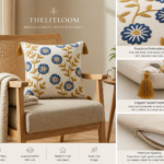 TheLitLoom Hand-Embroidered Floral Cushion Cover – Luxury Cotton Pillow with Tassels