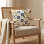 TheLitLoom Hand-Embroidered Floral Cushion Cover – Luxury Cotton Pillow with Tassels