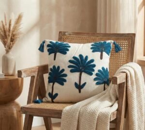 Hand-Embroidered Floral Cushion Cover