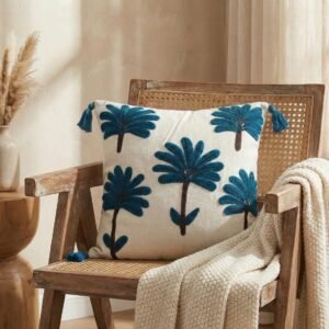 Hand-Embroidered Floral Cushion Cover