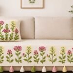 Embroidered Sofa Runner/cover in Multicolour Design with Tassels edging – Premium Slub Cotton Sofa Throw for Living Room (Copy)