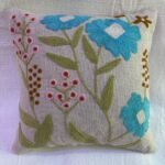 TheLitLoom Hand-Embroidered Floral Cushion Cover – Luxury Cotton Pillow with Tassels