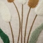 Boho Pampas Grass Embroidered Cushion Cover – Minimal Botanical Throw Pillow