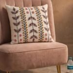 Modern Botanical Embroidered Cushion Cover – Minimal Boho Decorative Throw Pillow