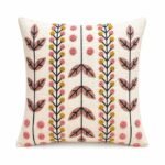 Modern Botanical Embroidered Cushion Cover – Minimal Boho Decorative Throw Pillow