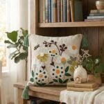 Embroidered Slub Cotton Cushion Cover with Tassels for Sofa & Living Room