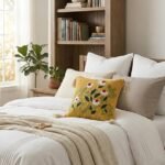 Rustic Daisy Embroidered Tassel Cushion Cover – Mustard Yellow Boho Throw Pillow