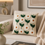 Tufted Daisy Cushion Cover – Modern Aesthetic Throw Pillow Cover