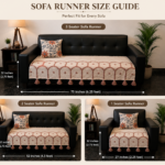 Elegant Boho Sofa Runner with Tassels – Embroidered Slub Cotton Sofa Cover for 1, 2 & 3 Seater Sofas