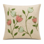Luxury Decorative Cushion Cover with Elegant Floral Embroidery
