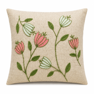 Luxury Decorative Cushion Cover with Elegant Floral Embroidery