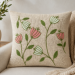 Luxury Decorative Cushion Cover with Elegant Floral Embroidery
